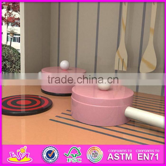 2017 New design children pretend play wooden pink play kitchen W10C268