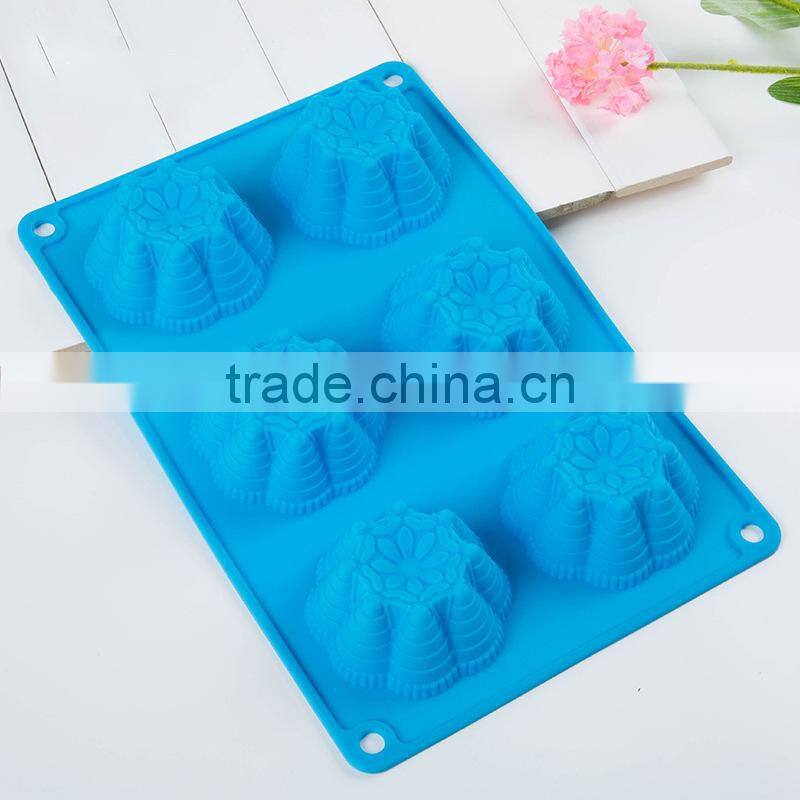 6-Cavity Blossom Cake Wholesale Silicone Chocolate Moulds For Cupcakes Silicone Mold Baking tools