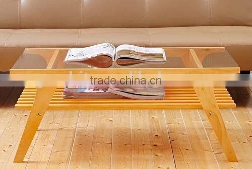 Home Furniture Tempered Glass High Quality Wooden Coffee Table