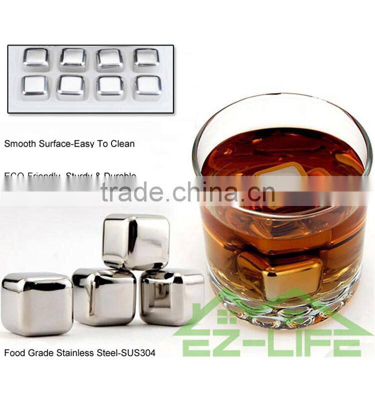 2017 Ruian wholesale custom engraved stainless steel whisky cooler rocks/whisky stones/wine ice cubes