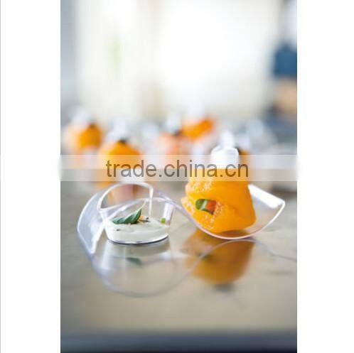 12 Plastic Small Curved Dishes - - - - -party dessert cocktail clear holder pack