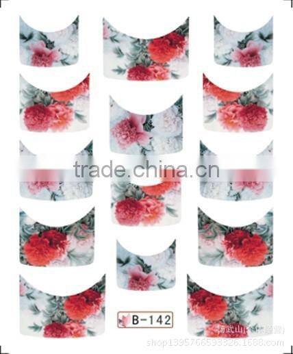 French half watermark fiower painting nails stick ,DIY Fashion Nail art