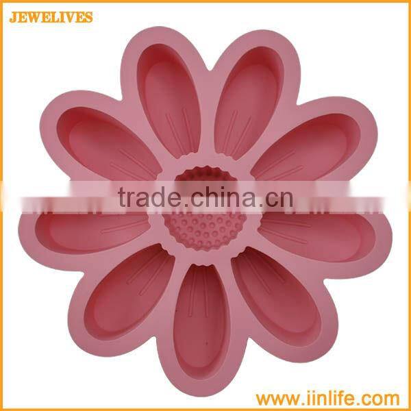 9 cavities sunflower shaped silicone cake mould,silicone storage tray