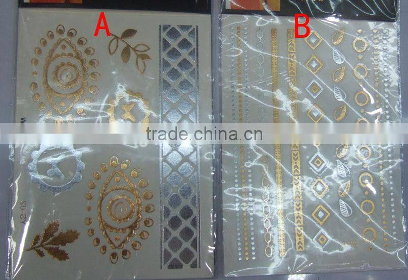 T001-002 Women Beauty And Personal Care Body Art Golden Glitter Flash Metallic Temporary Tattoo Sticker
