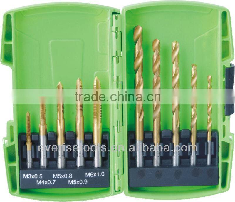 10pcs taps and drills set in plastic case