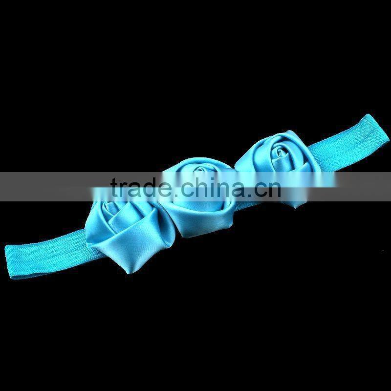 handmade satin rose flower headband for kids hair accessories