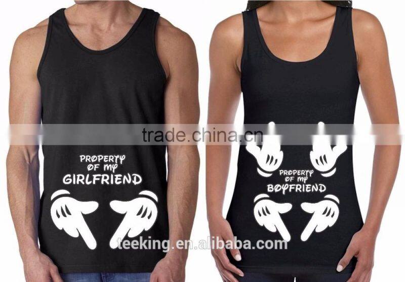 Wholeslae 100% cotton couple tank top with printing logo