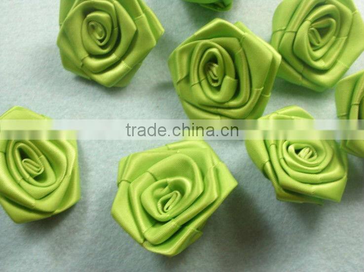 artificial apple green decorative satin ribbon rose flower