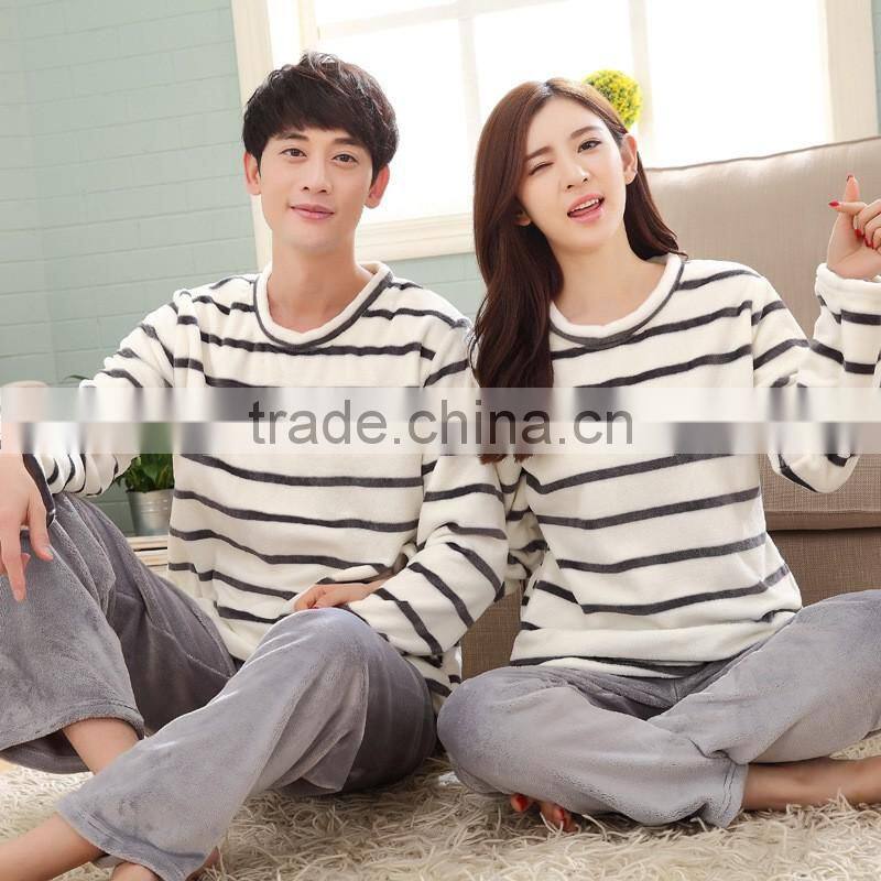 Hot sale couple lovers sleep wear mature sleeping wear for winter comfortable pajamas