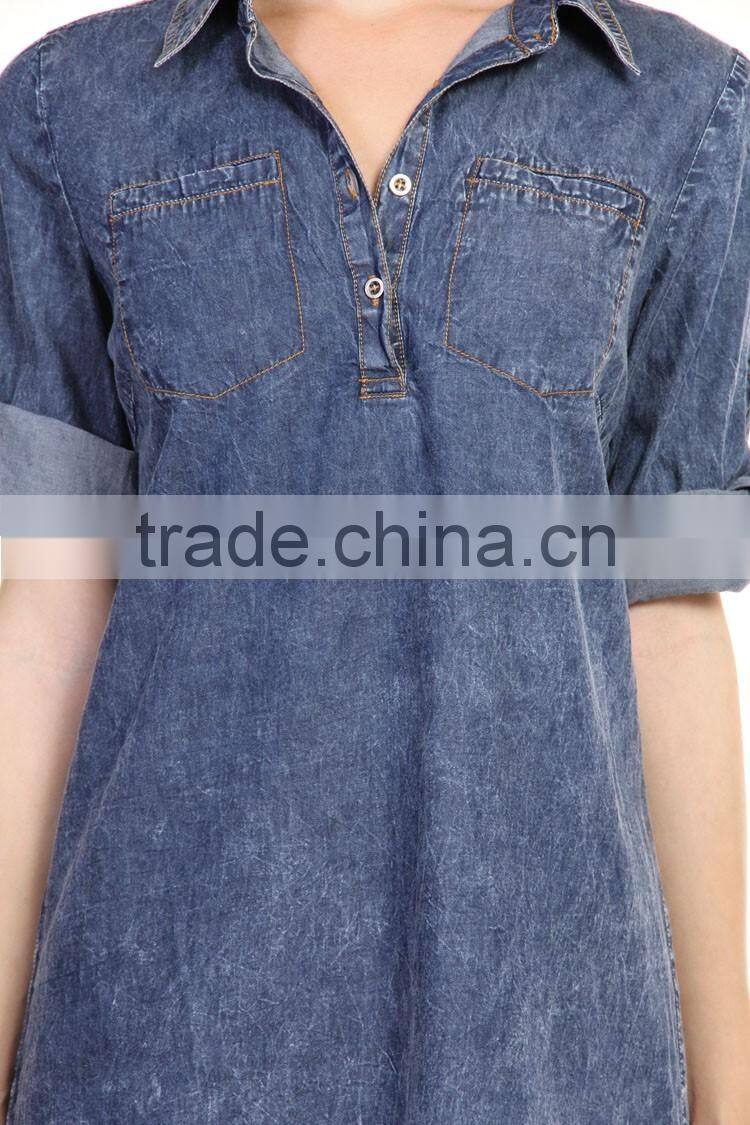 OEM/ODM european fashion women blue denim dresses