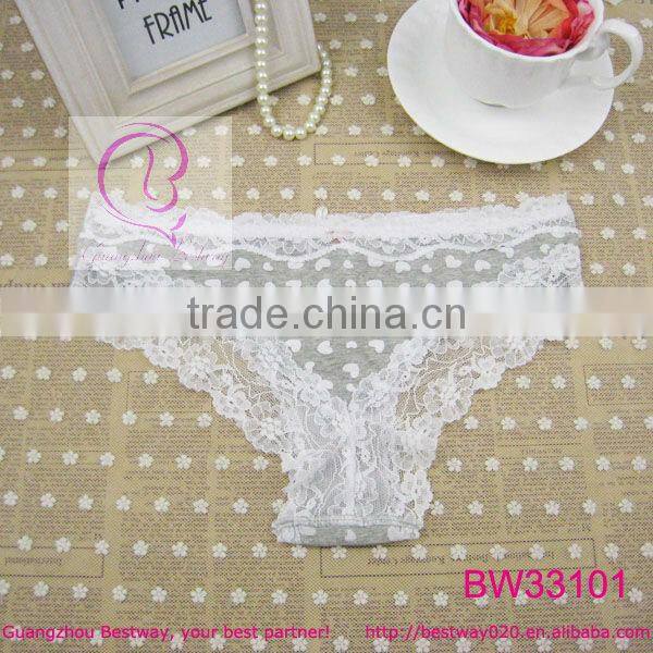 Sex images fashion cheeky panty printed sweet heart with lace & heart rhinestone