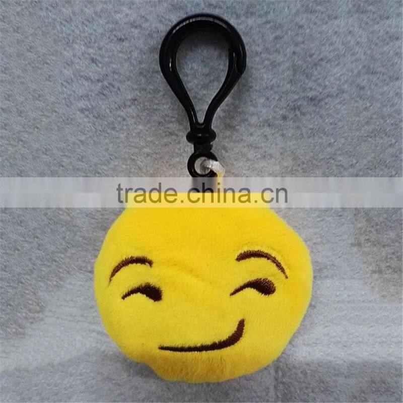 2016 Popular cheap Stuffed Plush Soft Toy Key Chains Yellow emoji keychain