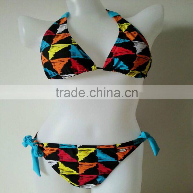 Top quality printing triangle women bikini swimwear