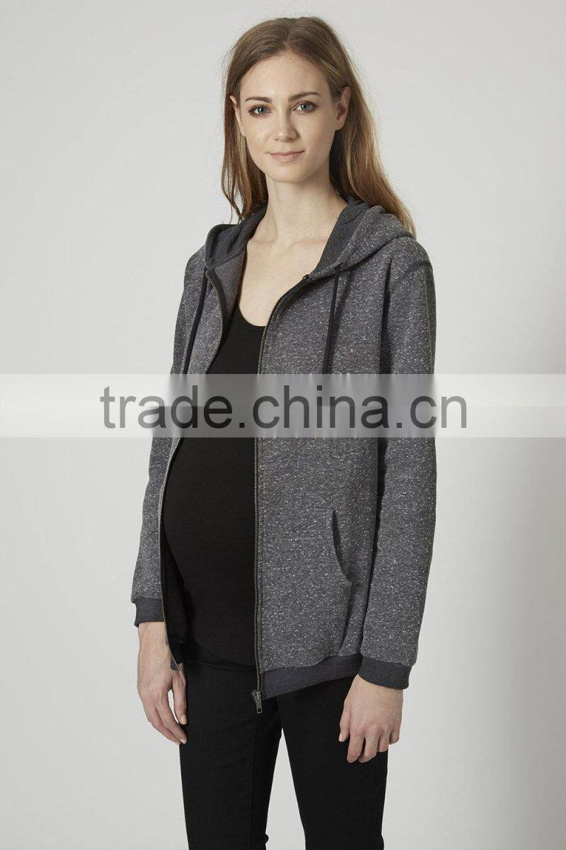 wholesale grey zip up hoodies maternity coat wear
