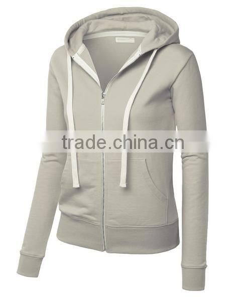 Womens Cotton Long Sleeve Hooded Sweatshirts Zipper