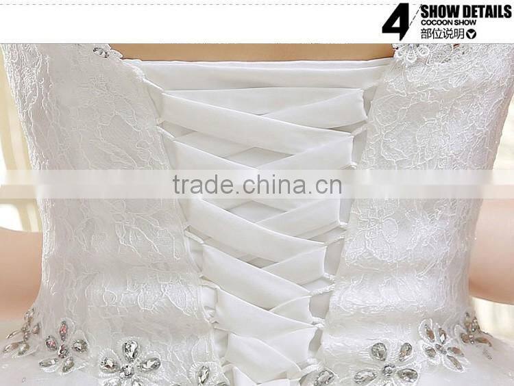 V neck cap sleeve long trail ball gown 2017 wedding dresses