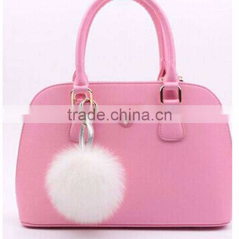 Myfur Genuine Pure White Fox Body Fur Pompoms Keychain For Bag Charm Accessory