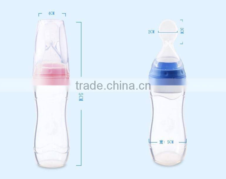 baby feeding bottle with spoon/squeeze feeder/Baby Silicone Squeeze Spoon