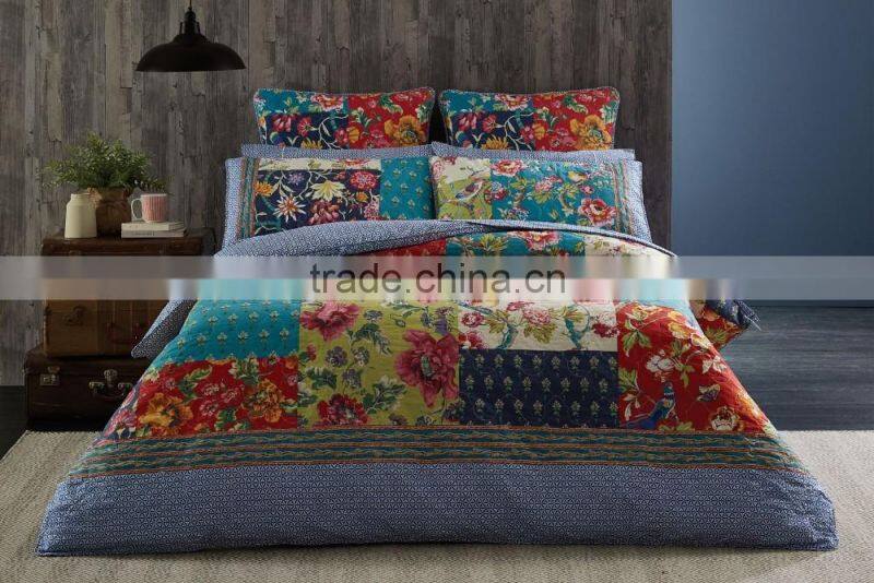 Evocative of traditional patchwork design Quilt Cover