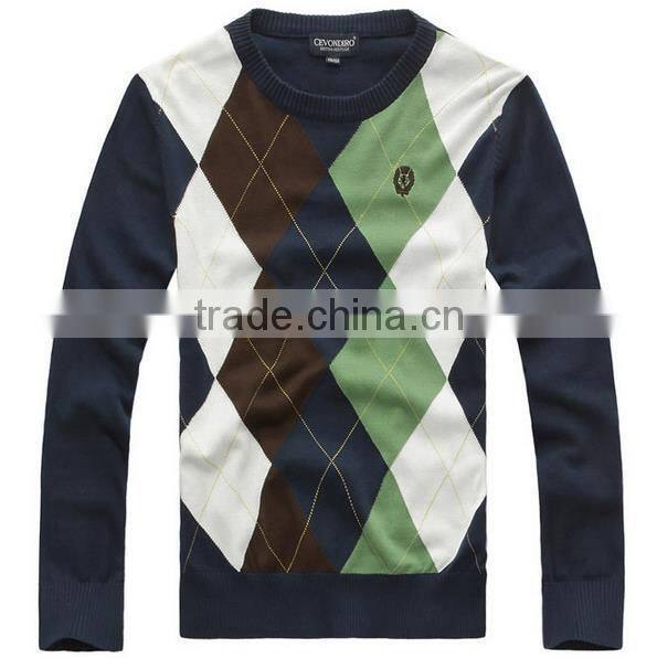 2014 hot sell wholesale high quality fashionable checked pullover Sweater