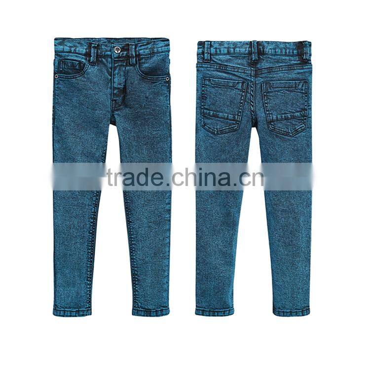 2017 Latest design jeans trousers pants new style hand brush slim fit kids denim jeans