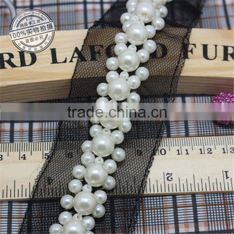 Sewing Accessories Black White Pearl Trim Bridal Sash Bridal Belt Beaded Jewelry Trim Lace Appliques