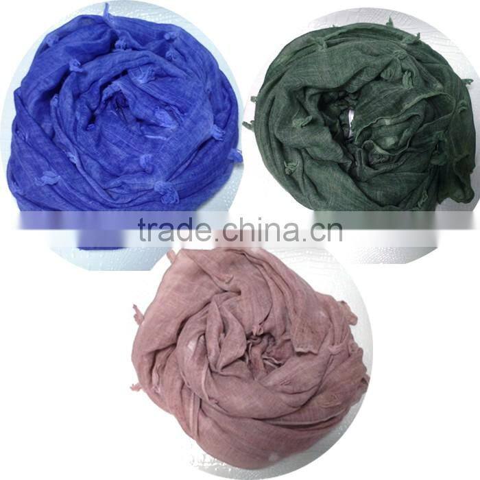 New fashion custom cutting pattern plain dyed linon viscose hijab scarf in stock