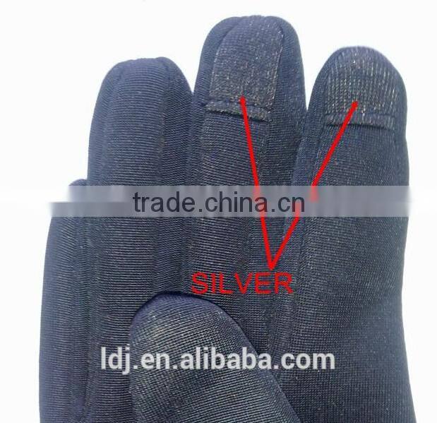 100% silver antibacterial fabric silver fiber conductive gloves touch screen gloves