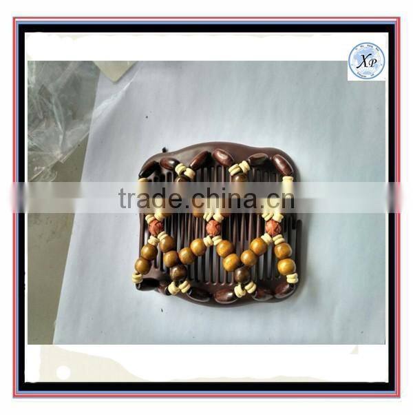 Hot Saling Diy Fashion European Style Brown White Elastic Wooden Beaded Magic Comb Jewelry