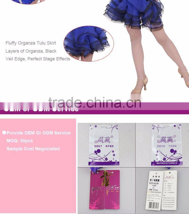 Girls Kids Ballroom Latin Competition Dress Fluffy Skirt Children Latin Dance Costumes