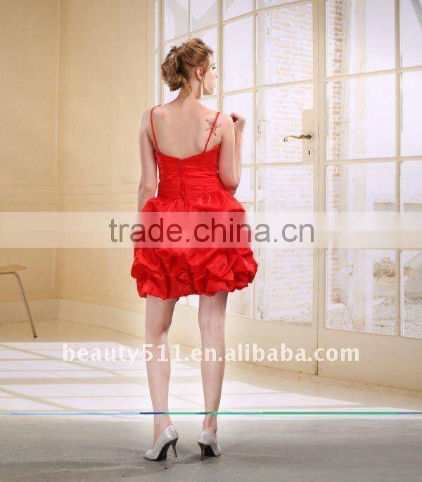 new style Taffeta red ruffled fancy dress AS030