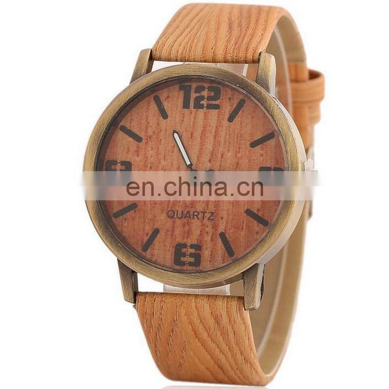 Unisex Student Teens Vintage Imitation Wood Strap Watch