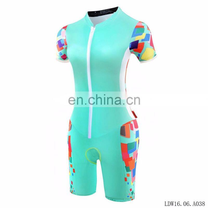 Wholesale short sleeve quick dry compression triathlon wear for women