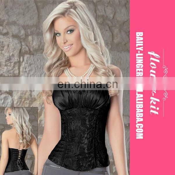 High Quality Black Floral Pattern Ruffled Top Sexy Corset Lingerie