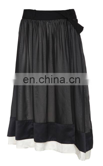 Latest fancy autmn european style irregular design double-deck chiffon a-line long dress casual skirt