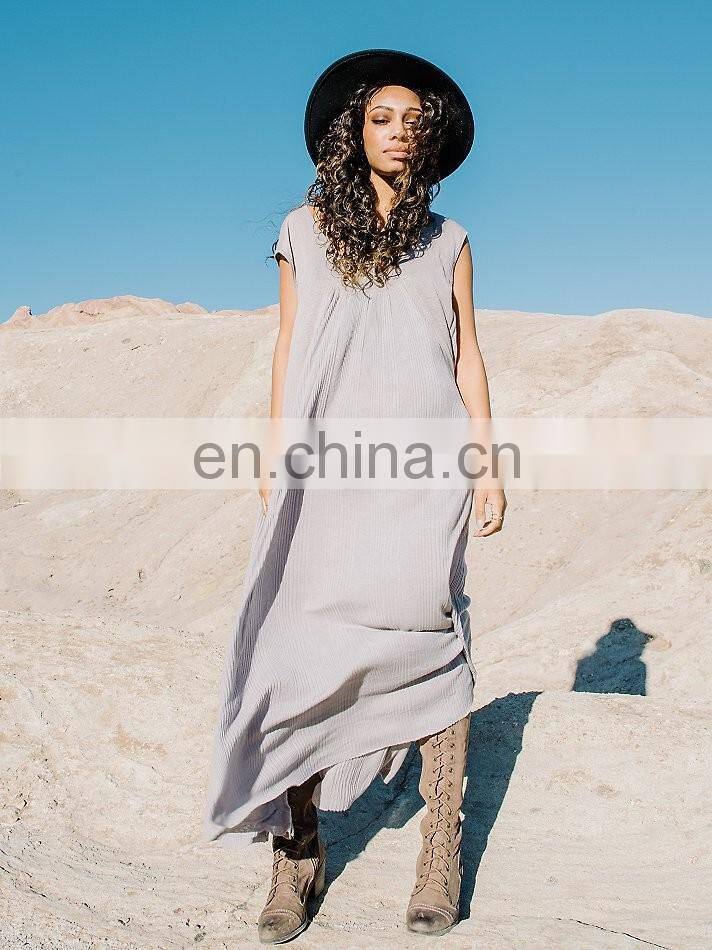 Cap sleeve woman knit midi dress ,fashionable woman loose fix dress