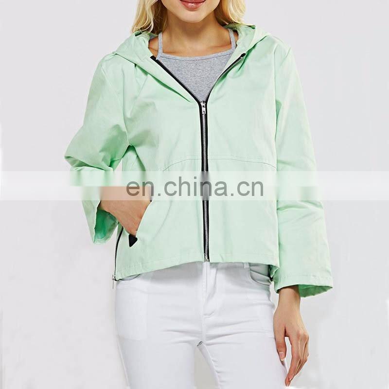 Wholesale spring fashionable women zipper hoodie jacket
