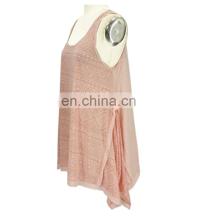 Summer Sleeveless Lady Tunic Swing Women Retro Burn Out Tunic