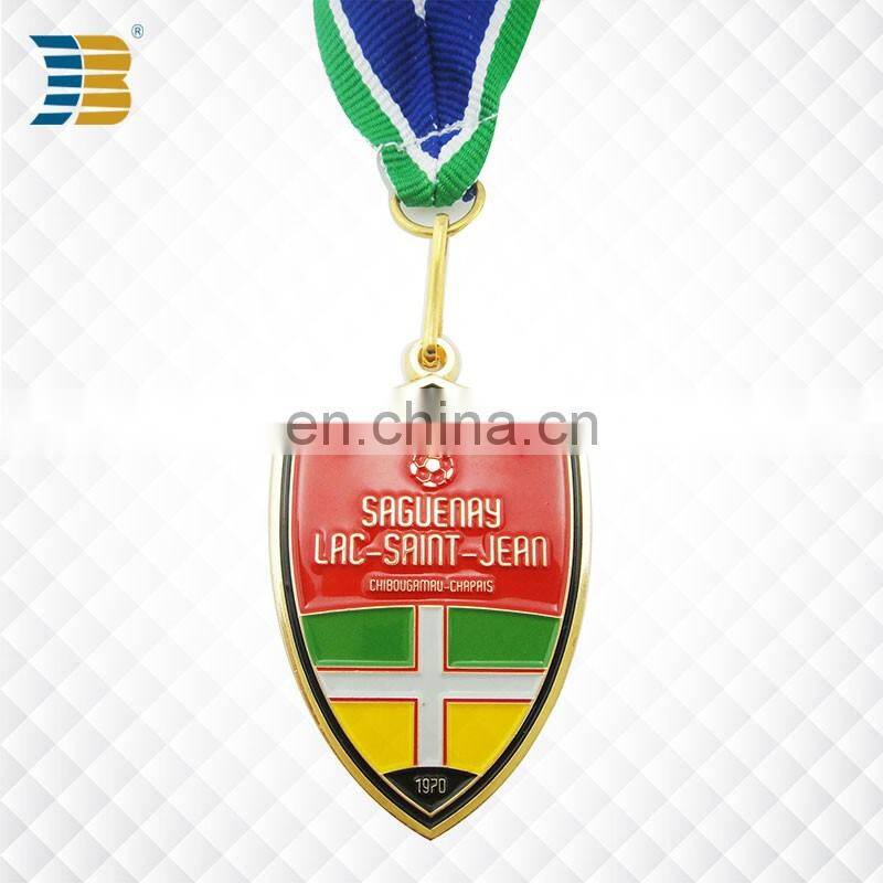 shield shape custom football sports award gold medal