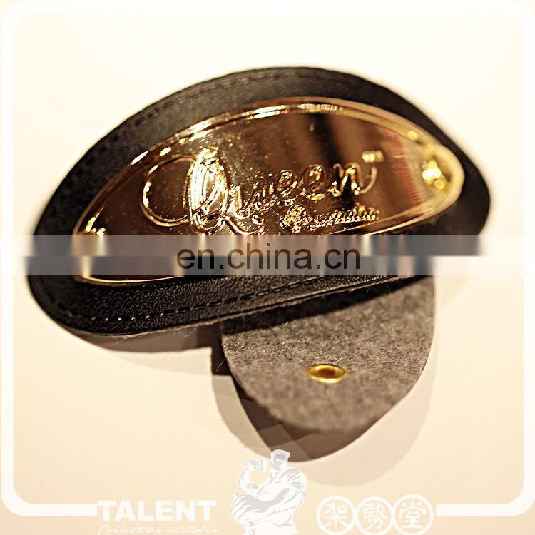 custom Metal casting logo tag nail PU leather badge patch for shoe