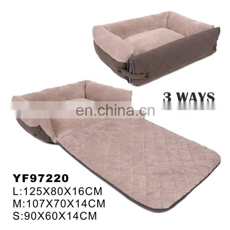 Wholesale Grey Multifunctional Soft Quilting Plush Pet Bed