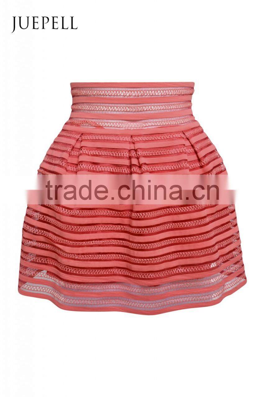 Block color women mini skirt