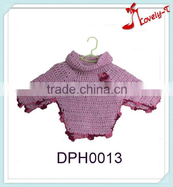 hot sale baby girls cute cable knit sweater poncho with collar