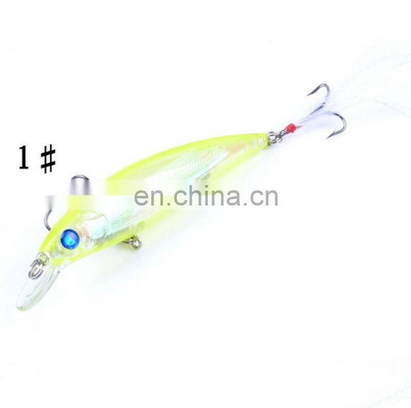 Hot Sale 11cm 13.4g ABS Plastic Fish Bait Fishing Minnow With Feather Hook
