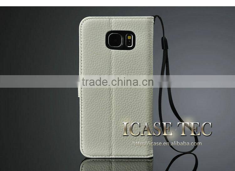 Cow Leather Slot Cover Case for Samsung S6 Wallet Flip Case