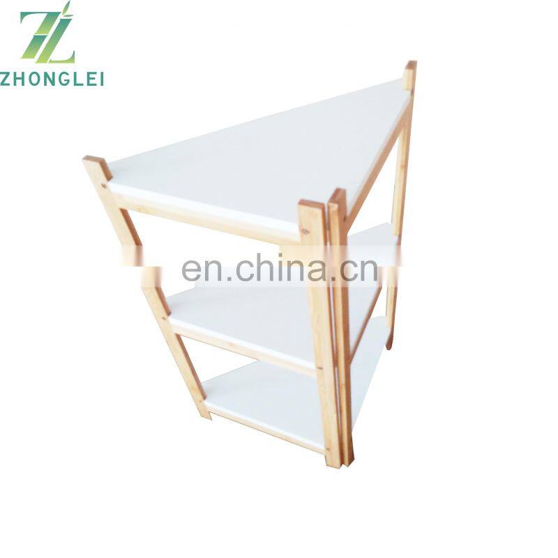 Bamboo Triangle Standing Shelf 3-Tier Storage Shelf In Bathroom