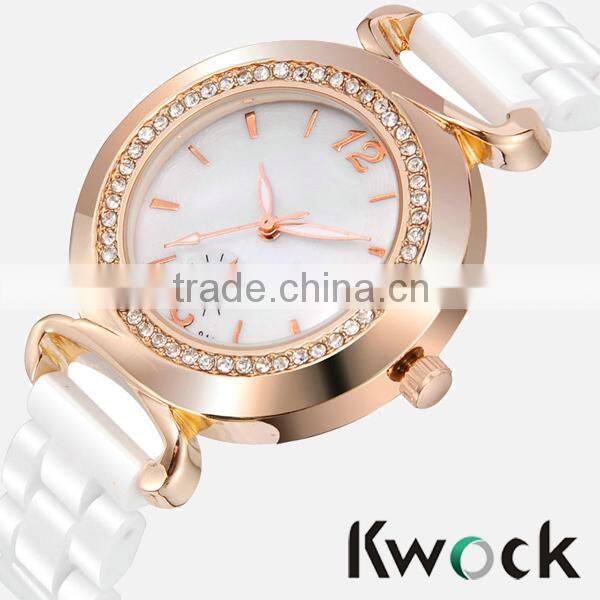 The new 2014 female white ceramic watch fashion lady waterproof High quality luxury Brand roman digital clock watch