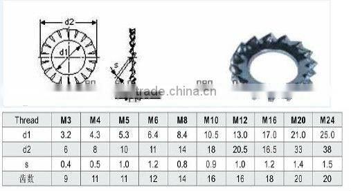 Stainless steel Serrated Lock Washers External Type A DIN6798A