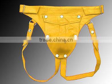 Men Leather Break Away Front gay jockstraps Jock Straps with Seven Snaps