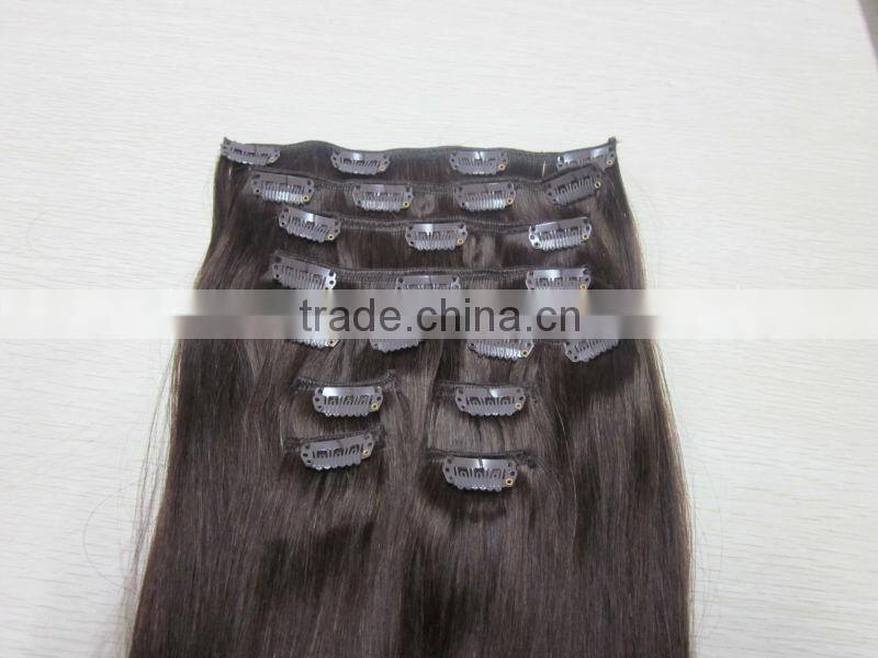 Factory price 2014 new arrival 100% human remy clip in hair extension